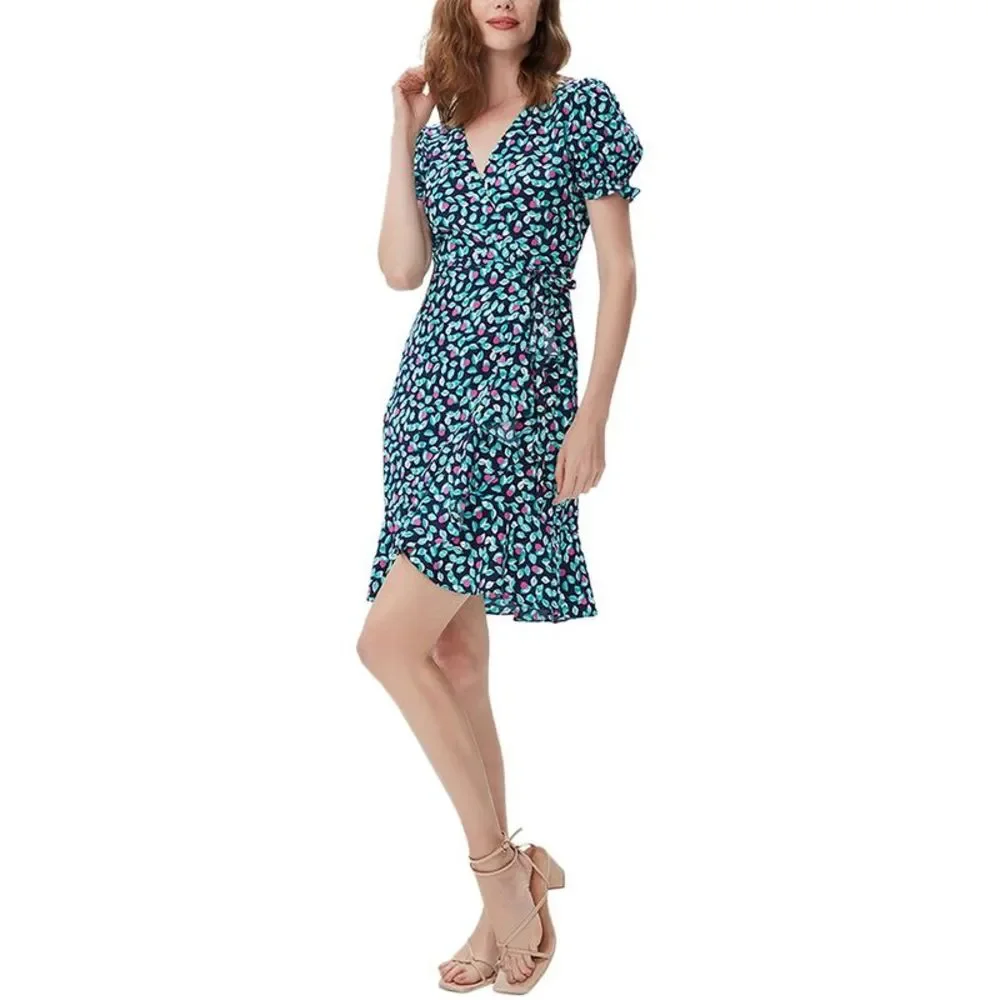 Diane Von Furstenberg Womens  Emilia Mini Dress, Blue